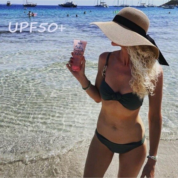 FURTALK Wide Brim UPF 50+ Sun Protection Straw Hat In Tan With Black Ribbon Sz L - Picture 2 of 8